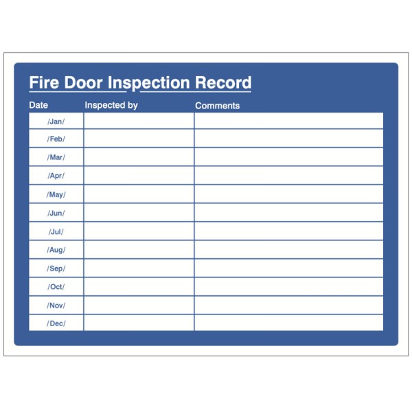 Fire Door Inspection Record Fire Door Inspection Record
