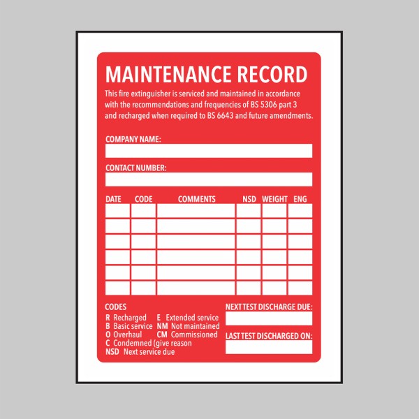 Fire Extinguisher Maintenance Label