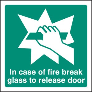 Break Glass to Release Door Break Glass to Release Door
