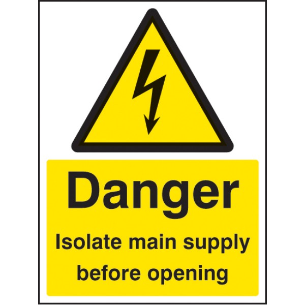Danger - Isolate Main Supply Before Opening Danger - Isolate Main Supply Before Opening