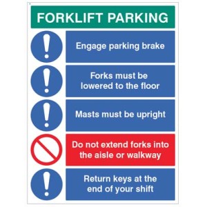 Forklift Parking Engage Brakes - Lower Forks - Return Keys Forklift Parking Engage Brakes - Lower Forks - Return Keys