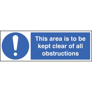This Area Is to be Kept Clear of All Obstructions This Area Is to be Kept Clear of All Obstructions