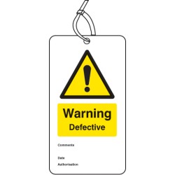 Warning - Defective - Double Sided Safety Tag (Pack of 10)