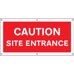 Caution - Site Entrance - Banner with Eyelets