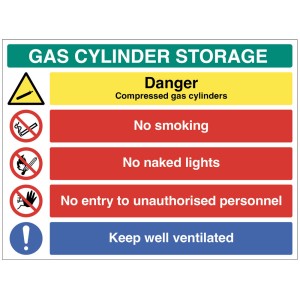 Gas Cylinder Storage - Danger - Compressed Gas - No Smoking - No Unauthorised Personnel Gas Cylinder Storage - Danger - Compressed Gas - No Smoking - No Unauthorised Personnel