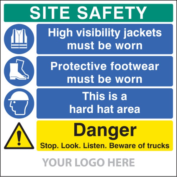 Hi Vis - Footwear - Hard Hat - Stop, Look, Listen - Add Logo - Site Saver Hi Vis - Footwear - Hard Hat - Stop, Look, Listen - Add Logo - Site Saver