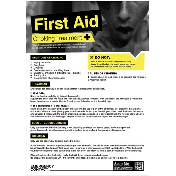 Choking - First Aid Poster Choking - First Aid Poster