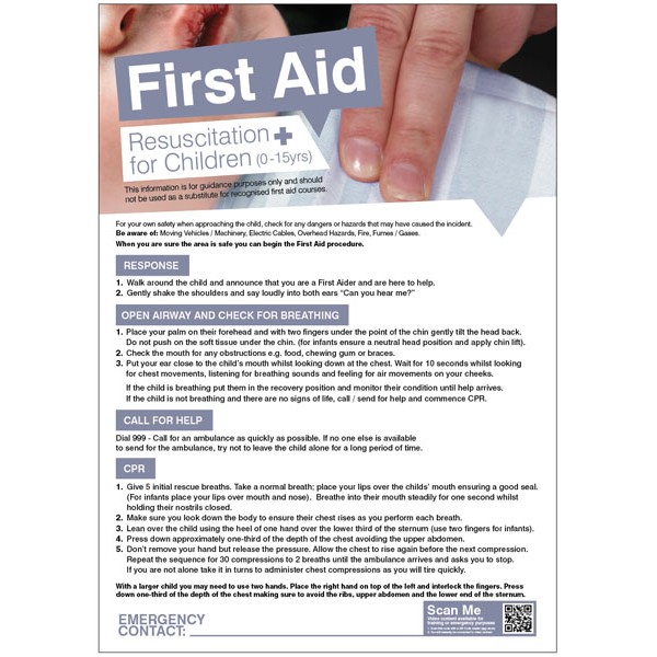 Resuscitation for Children - First Aid Poster Resuscitation for Children - First Aid Poster