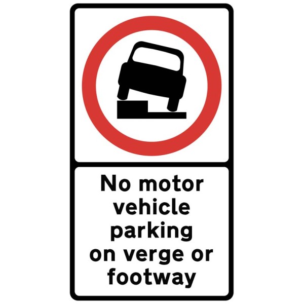 No Motor Vehicle Parking on Verge or Footway - Class RA1 and R2 No Motor Vehicle Parking on Verge or Footway - Class RA1 and R2