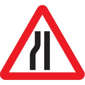Road Narrows Left Side