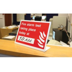 Fire Alarm Test Taking Place (Insert Time) Table Top Sign Fire Alarm Test Taking Place (Insert Time) Table Top Sign