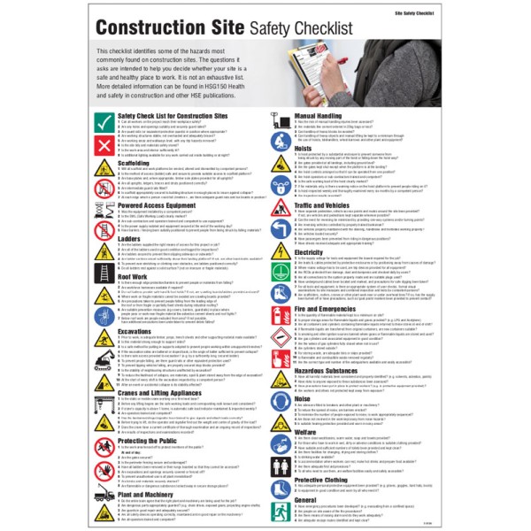 Construction Site Safety Checklist - Poster Construction Site Safety Checklist - Poster