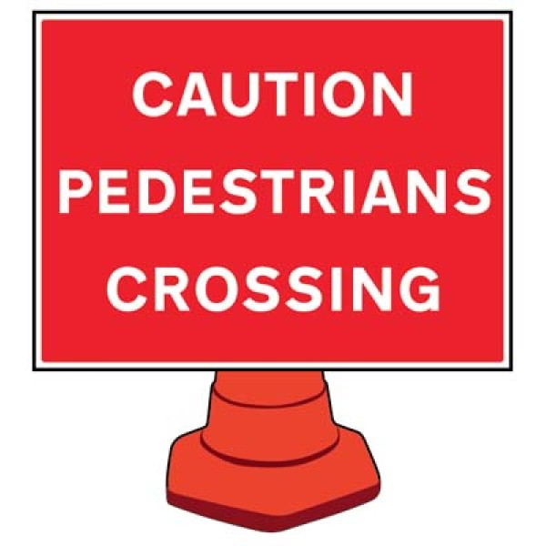 Caution - Pedestrians Crossing - Reflective Cone Sign Caution - Pedestrians Crossing - Reflective Cone Sign