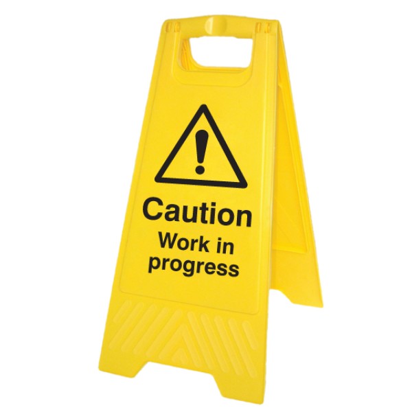 Caution - Work in Progress - Self Standing Floor Sign Caution - Work in Progress - Self Standing Floor Sign