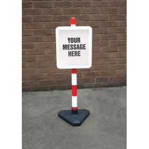 White & Red Frame & Post - Inc Custom Sign