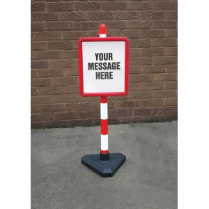 Red & White Frame & Post - Includes Custom Sign