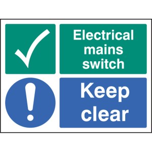 Electrical Mains Switch - Keep Clear Electrical Mains Switch - Keep Clear