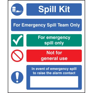 Spill Kit Multi-Message - Emergency Spill Team Only Spill Kit Multi-Message - Emergency Spill Team Only