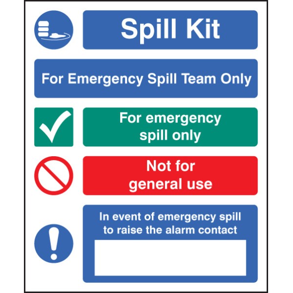 Spill Kit Multi-Message - Emergency Spill Team Only Spill Kit Multi-Message - Emergency Spill Team Only
