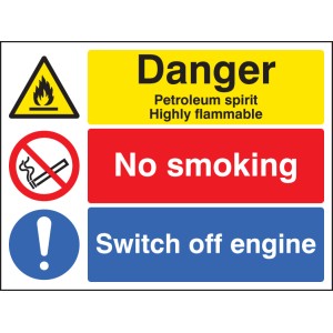 Petroleum Spirit - Highly Flammable - No Smoking - Switch Off Engine Petroleum Spirit - Highly Flammable - No Smoking - Switch Off Engine