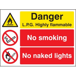 Danger - LPG Highly Flammable - No Smoking - No Naked Lights Danger - LPG Highly Flammable - No Smoking - No Naked Lights