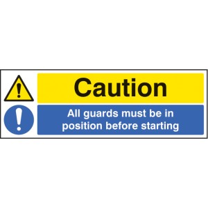Caution - All Guards Must be in Position Before Starting Caution - All Guards Must be in Position Before Starting