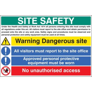 Site Safety - H&S Act - Dangerous Site - Report to Office - PPE - No Unauthorised Access Site Safety - H&S Act - Dangerous Site - Report to Office - PPE - No Unauthorised Access
