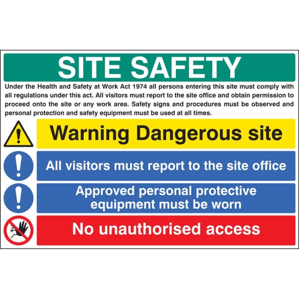 Site Safety - H&S Act - Dangerous Site - Report to Office - PPE - No Unauthorised Access Site Safety - H&S Act - Dangerous Site - Report to Office - PPE - No Unauthorised Access