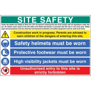Site Safety - H&S Act - Construction Work - Helmets - Footwear - Hi Vis - Unauthorised Entry Forbidden Site Safety - H&S Act - Construction Work - Helmets - Footwear - Hi Vis - Unauthorised Entry Forbidden