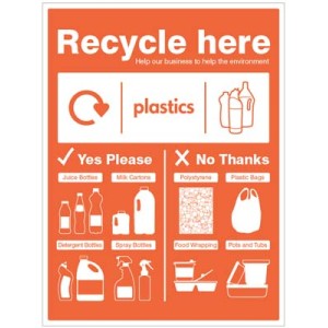 Plastic Bottles - WRAP Recycle Here Sign Plastic Bottles - WRAP Recycle Here Sign