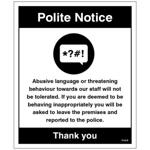 Warning - Abusive Language or threatening Behaviour will Not be Tolerated Warning - Abusive Language or threatening Behaviour will Not be Tolerated