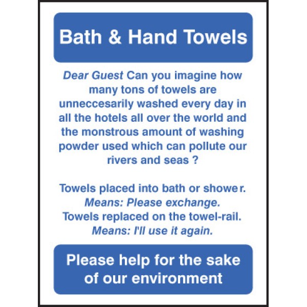 Bath & Hand Towels - Reuse or Replace